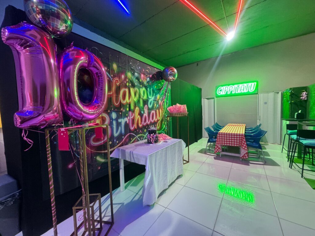 cake setup with dinning area