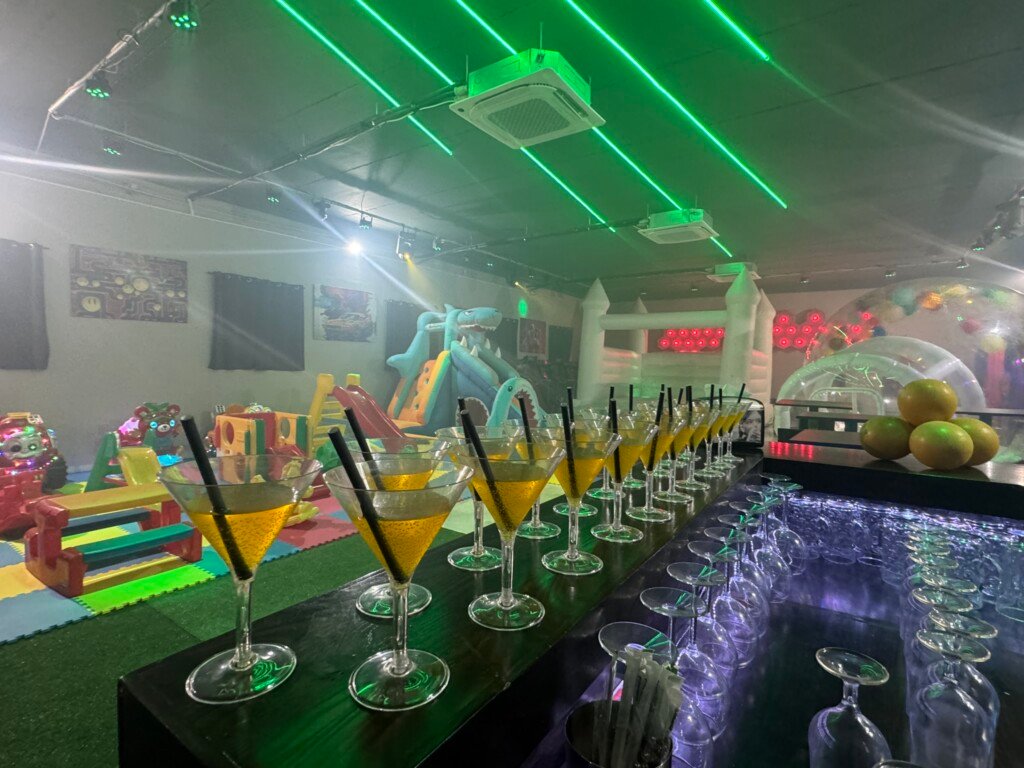 welcome drinks from behind bar