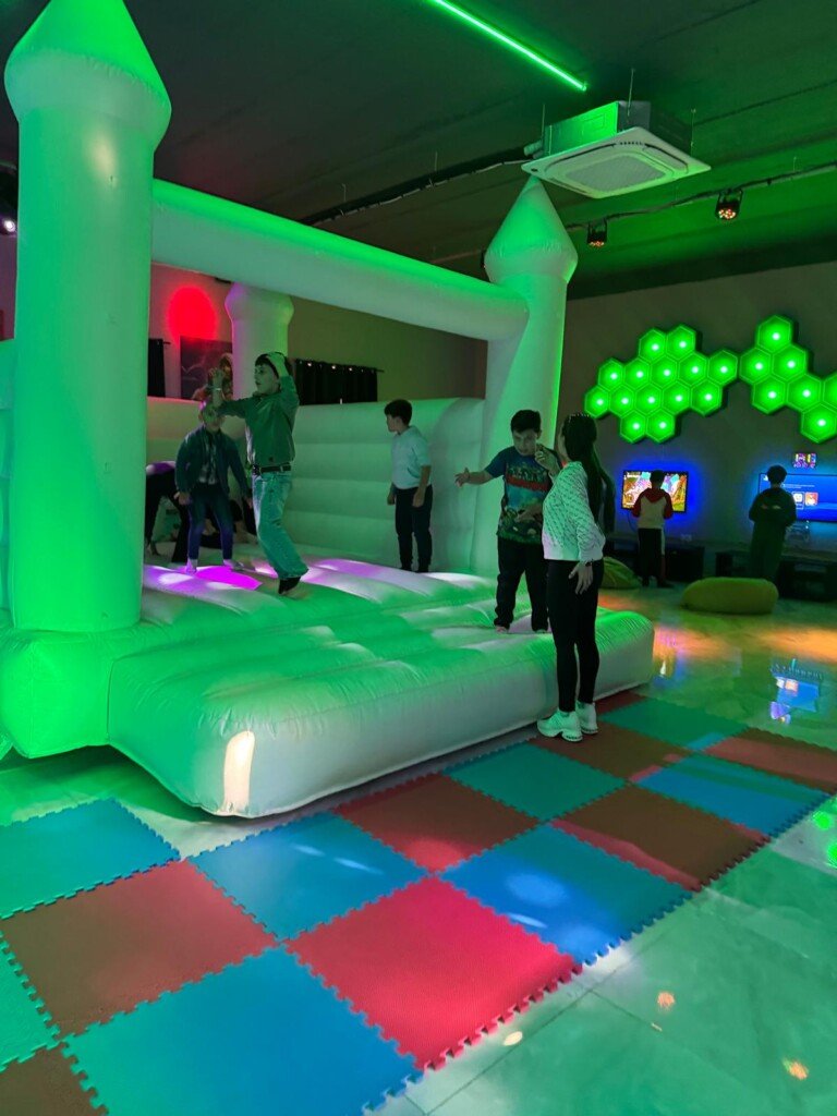 white bouncing castle